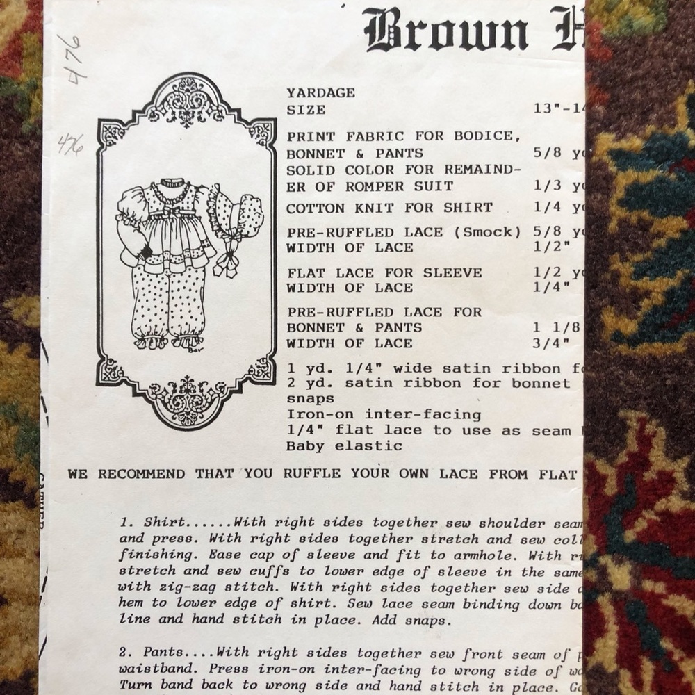 Brown House doll pattern VINTAGE